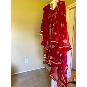 Red anarkali suit - Indian dress - for sale